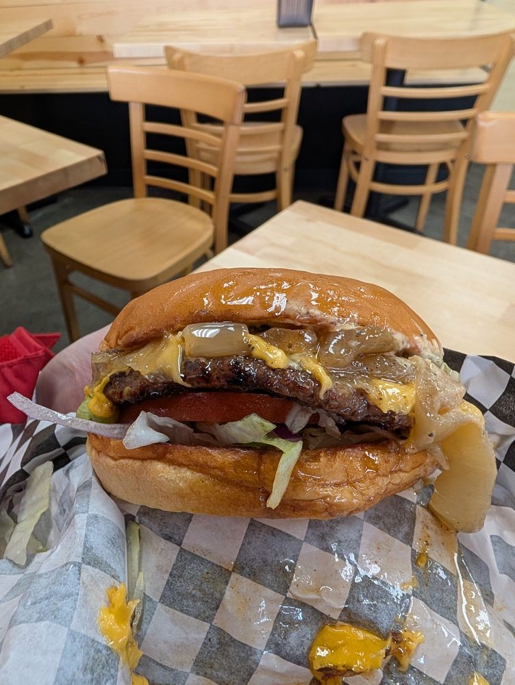 The Ugly Burger — juicy quarter-pound cheeseburger with everything on it